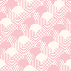 Pastel Pink Abstract Geometric Scale Seamless Vector Repeat Pattern