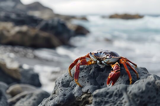 Generative AI : Red-legged crab, Grapsus adscensionis can be found in Islands. 