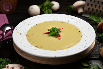 cream soup with cheese or mushrooms
