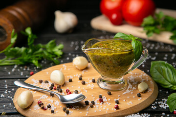 pesto sauce in the bowl