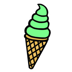 ソフトクリーム　メロン　イラスト