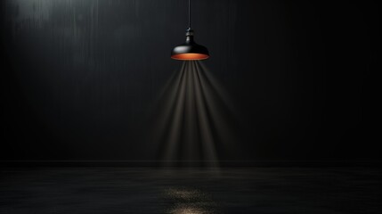 Modern Home Decor Photography, Elegant Black Pendant Lamp Isolated on Dark Background