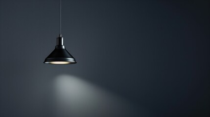 Modern Lighting Photography, Sleek Black Hanging Lamp with Cool Illumination