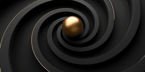 Abstract Vector Design Elements, Three-dimensional Golden Spiral on Black Background