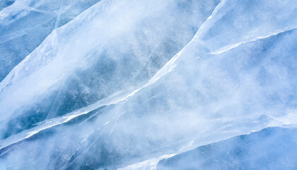 Transparent ice layer close-up background texture