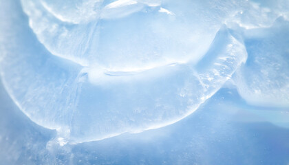 Transparent ice layer close-up background texture
