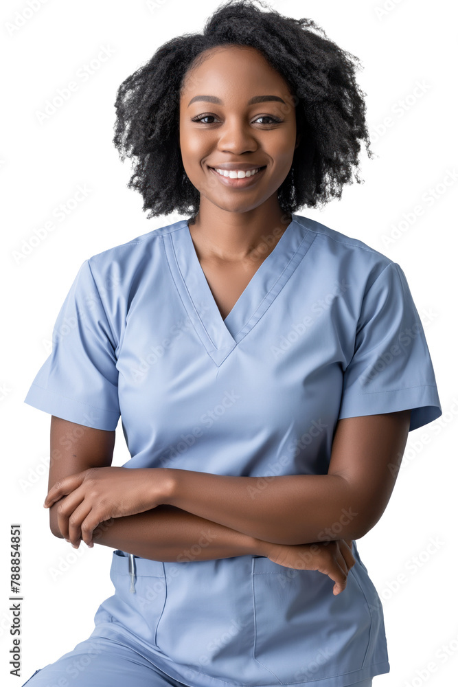 Wall mural portrait of 25 years old afro american female nurse wearing green uniform