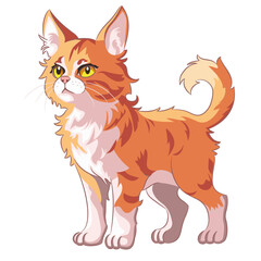 Vector drawing of a ginger kitten with spots.