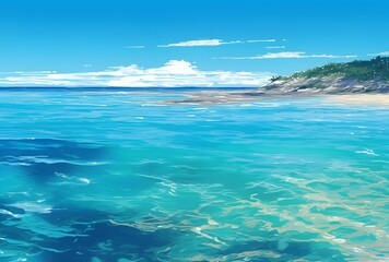 Obraz premium 空と海のイラスト