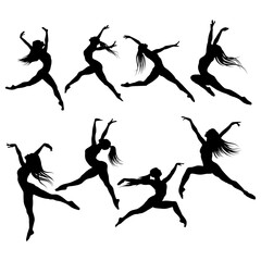 Female Dance Silhouettes in Artistic Poses