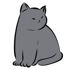 앉아있는 고양이(러시안블루, 검은&흰고양이)