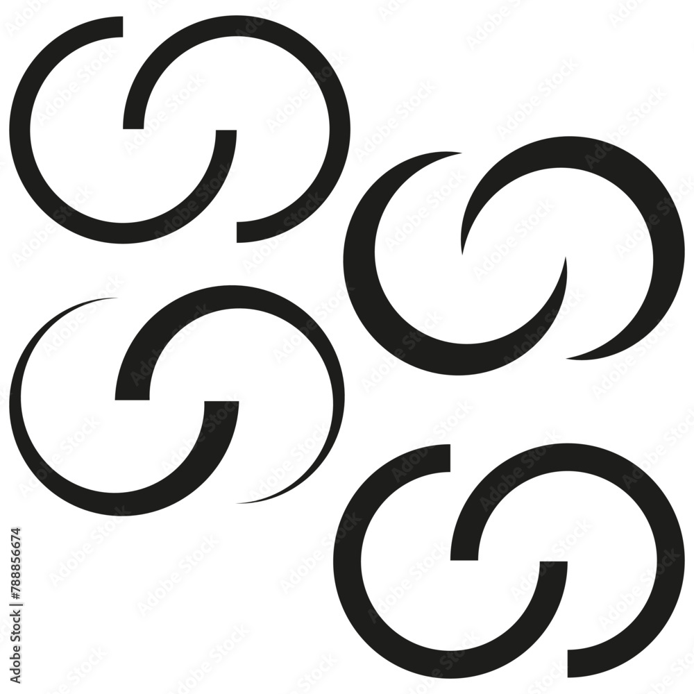 Poster abstract circular arrows set. continuous motion concept. recycling dynamic icons. vector illustratio
