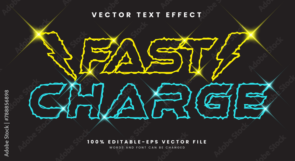 Poster fast charge editable text effect template with electric text style