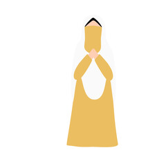 Niqabi muslim woman greeting illustration