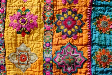 Indian style. summer style. Fabric with colorful oriental patterns
