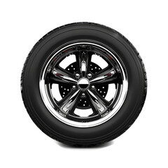 Obraz premium Black Car Tire With Chrome Rimisolated on transparent background