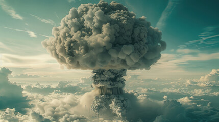 photograph of mushroom cloud, nuclear - obrazy, fototapety, plakaty