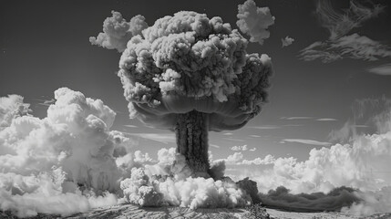 photograph of mushroom cloud, nuclear