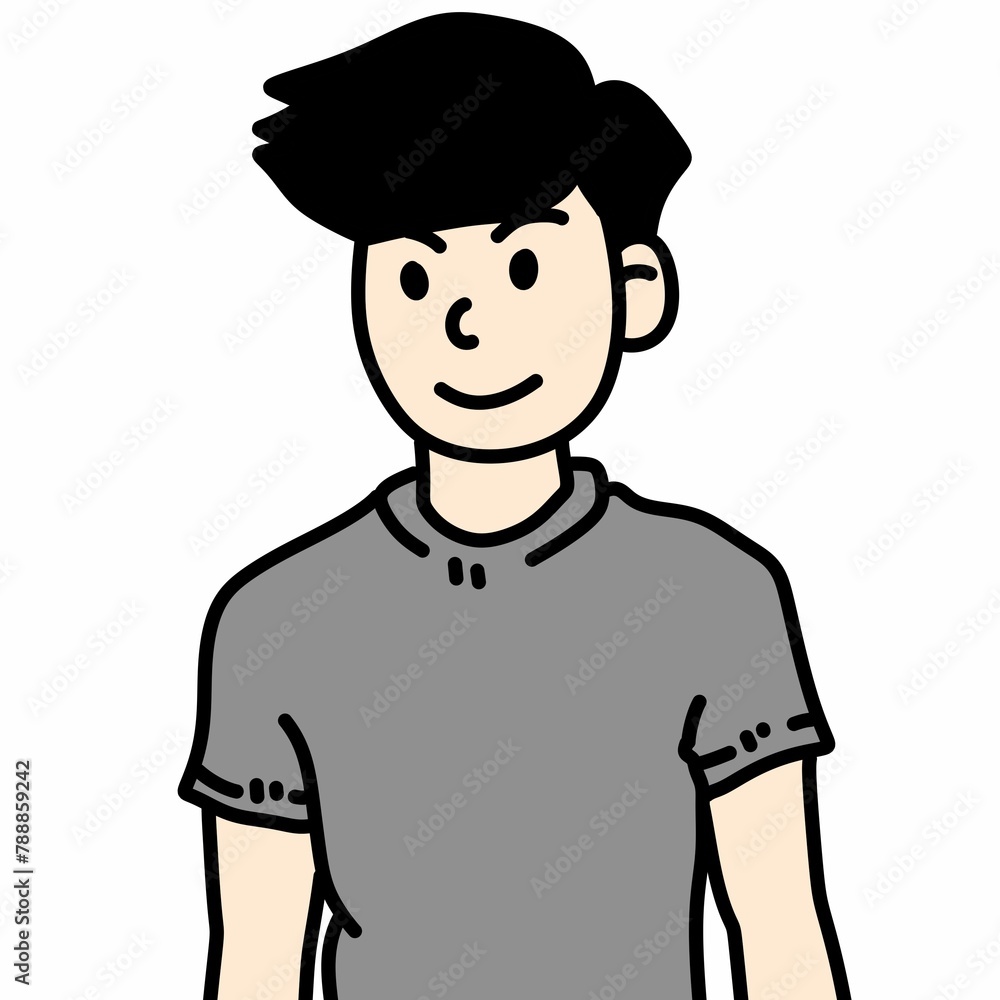 Poster cute man cartoon on white background