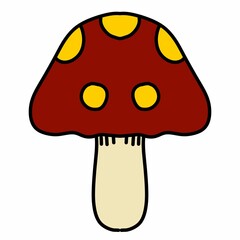 illustration of cartoon red mushroom