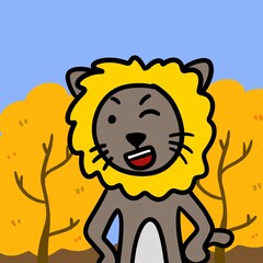 cute lion cartoon. wild animal. african animal