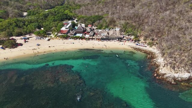 Paradisiacal landscapes in the bays of Huatulco, Mexico: Aerial images by drone