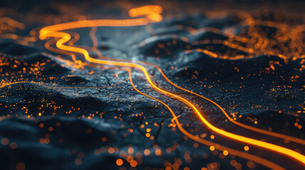 roadmap with dark background and light highlighting the path - obrazy, fototapety, plakaty