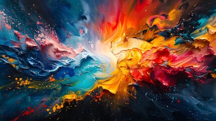 Colorful abstract oil painting wallpaper.