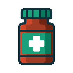 green medicine bottle pharmacy vector illustration template design
