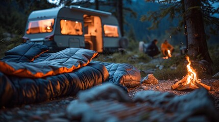 Friends camping together