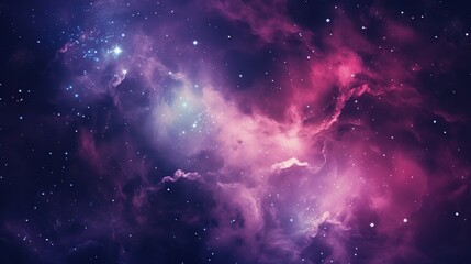 purple and black Nebula and galaxies in space.