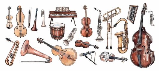 Classical Music Instruments Ensemble Illustration
