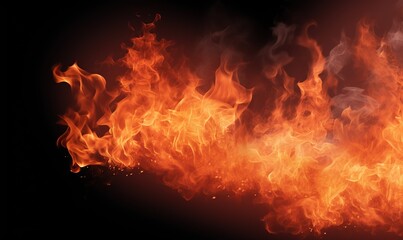 Fototapeta na wymiar Realistic Fire flames isolated on black background.