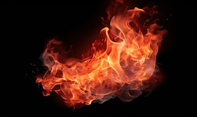 Fire flames isolated on black background