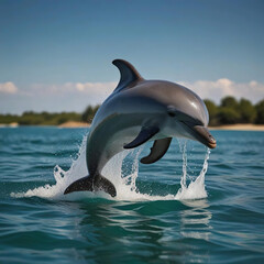 Delfín saltando fuera del agua