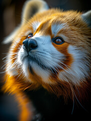 beautiful red panda, soft shadows, studio photography, cute, Chinese national animal,  looking at the camera, portrait