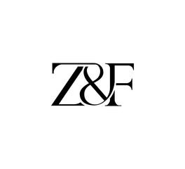 Initial Letter Logo. Ampersand Symbol. Logotype design. Simple Luxury Black Flat Vector ZF