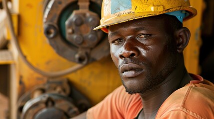 Capturing the essence of an African worker on site in a vibrant portrait