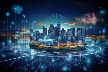 Obraz premium Advancing Energy Sustainability with the Smart Grid, IoT, Technology Concept