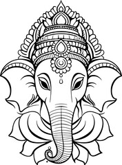 Ganesha head drawing outline