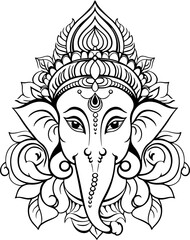 Ganesha head drawing outline