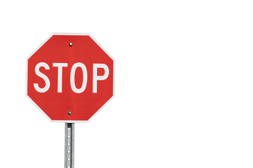 A red STOP sign isolated on white