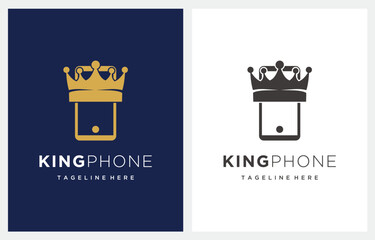 King Phone Cown Luxury Gold logo design vector
