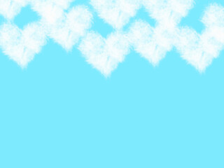 ハート雲が浮かぶ空の背景A：水色