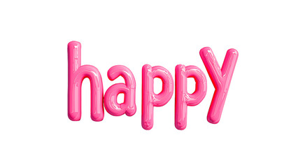 The word "Happy" in pink glossy 3D font, inflated 3D letters, positive message for happy events and new year © Nadya