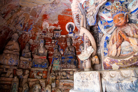 Ancient Confucian, Buddhist sculptures, Dazu Temples, Chongqing China