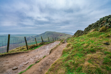 Stone footpath on the The Great Ridge hill in the English Peak District - 788869034