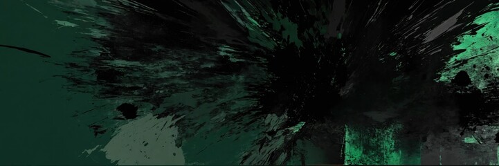 Abstract art, grunge style, dark green and black tones on canvas. Contemporary painting. Modern poster for wall decoration