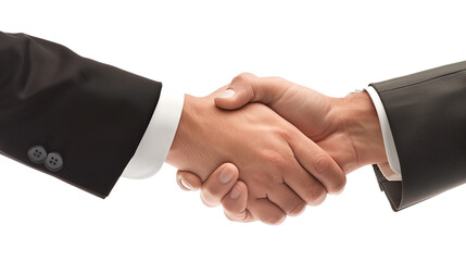 businessman handshake isolated on transparent background, business deal concept 