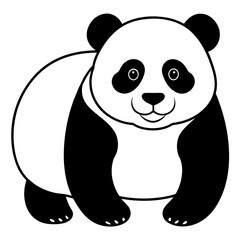 Fototapeta premium panda illustration mascot,panda silhouette,panda vector,icon,svg,characters,Holiday t shirt,black bear drawn trendy logo Vector illustration,bear line art on a white background